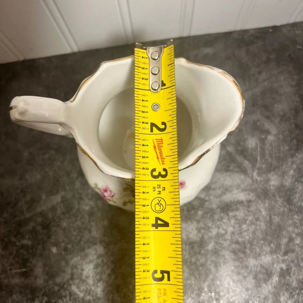 Vintage Porcelain Pink Floral Creamer Pitcher | Cottage